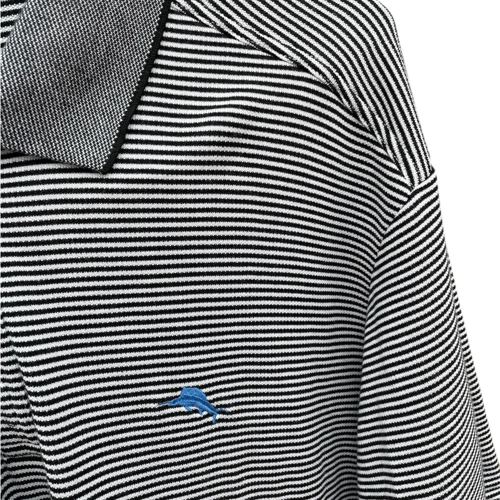 Tommy Bahama Men’s Black & White Striped Golf Polo